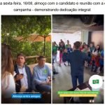 Foi juntada uma expressiva quantidade de provas fotográficas mostrando que o prefeito tem se dedicado à campanha eleitoral em vez de trabalhar em troca do que a população lhe paga.